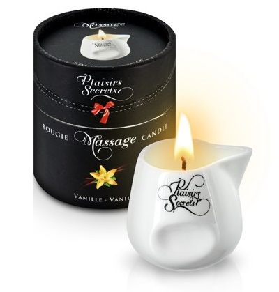 Массажная свеча с ароматом ванили Bougie Massage Gourmande Vanille - 80 мл. - Plaisir Secret - купить с доставкой в Магнитогорске