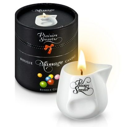 Массажная свеча с ароматом бубль-гума Bougie de Massage Gourmande Bubble Gum - 80 мл. - Plaisir Secret - купить с доставкой в Магнитогорске