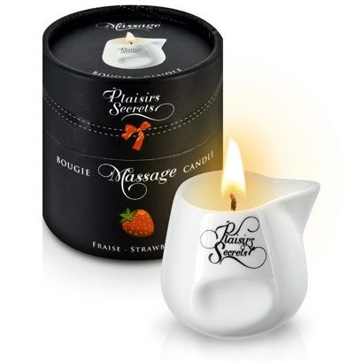 Массажная свеча с ароматом клубники Bougie de Massage Gourmande Fraise - 80 мл. - Plaisir Secret - купить с доставкой в Магнитогорске
