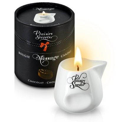 Массажная свеча с ароматом шоколада Bougie de Massage Gourmande Chocolat - 80 мл. - Plaisir Secret - купить с доставкой в Магнитогорске