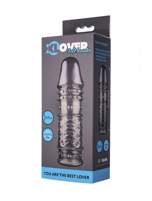 Дымчатая закрытая насадка ToyFa XLover с чешуйками и пупырышками - 13,5 см. - ToyFa - в Магнитогорске купить с доставкой