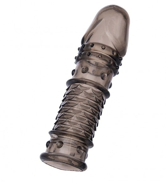 Дымчатая закрытая насадка ToyFa XLover с чешуйками и пупырышками - 13,5 см. - ToyFa - в Магнитогорске купить с доставкой