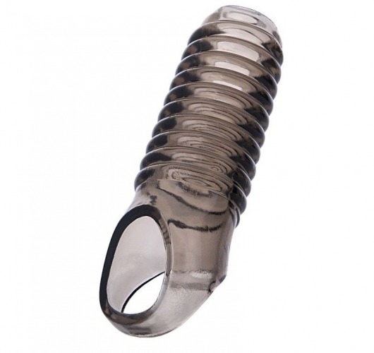 Дымчатая насадка с рёбрышками и подхватом мошонки ToyFa XLover - 12,5 см. - ToyFa - в Магнитогорске купить с доставкой