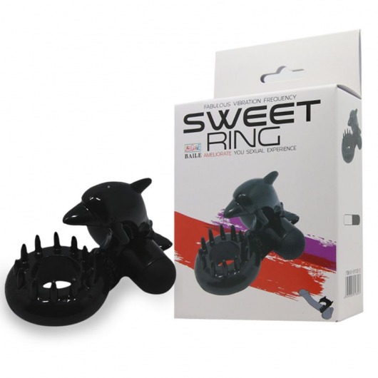 Чёрное эрекционное виброкольцо Sweet Ring с дельфинчиком - Baile - в Магнитогорске купить с доставкой