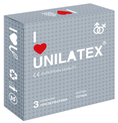 Презервативы с точками Unilatex Dotted - 3 шт. - Unilatex - купить с доставкой в Магнитогорске