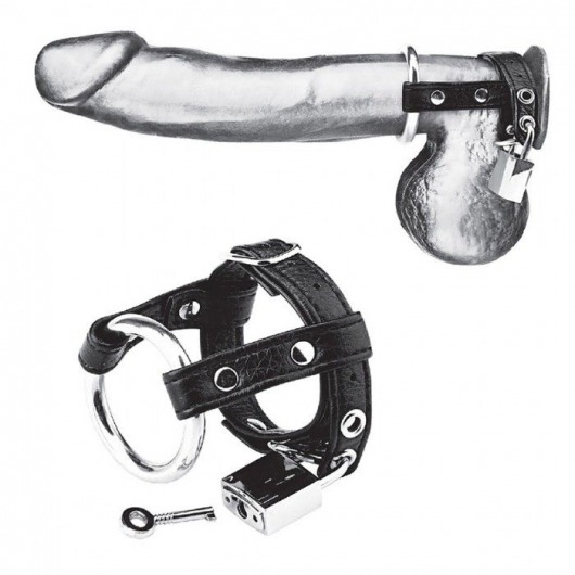 Утяжка на пенис на замочке Duo Cock And Ball Lock - BlueLine - купить с доставкой в Магнитогорске