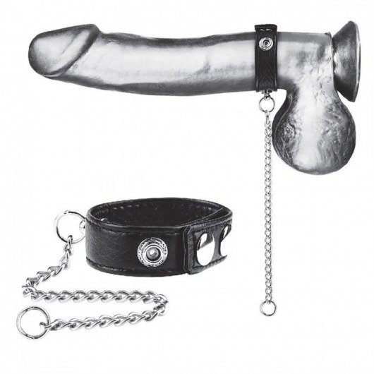 Утяжка на пенис с поводком Snap Cock Ring With 12  Leash - BlueLine - купить с доставкой в Магнитогорске