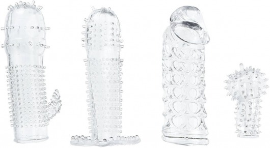 Набор из 4 насадок на член Pleasured Penis Enhancement Sleeve 4 Pack - XR Brands - в Магнитогорске купить с доставкой