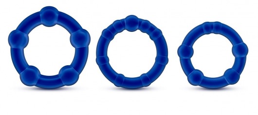 Набор из 3 синих эрекционных колец Stay Hard Beaded Cockrings - Blush Novelties - в Магнитогорске купить с доставкой