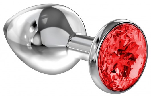 Большая серебристая анальная пробка Diamond Red Sparkle Large с красным кристаллом - 8 см. - Lola Games - купить с доставкой в Магнитогорске