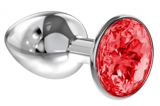 Малая серебристая анальная пробка Diamond Red Sparkle Small с красным кристаллом - 7 см. - Lola Games - купить с доставкой в Магнитогорске