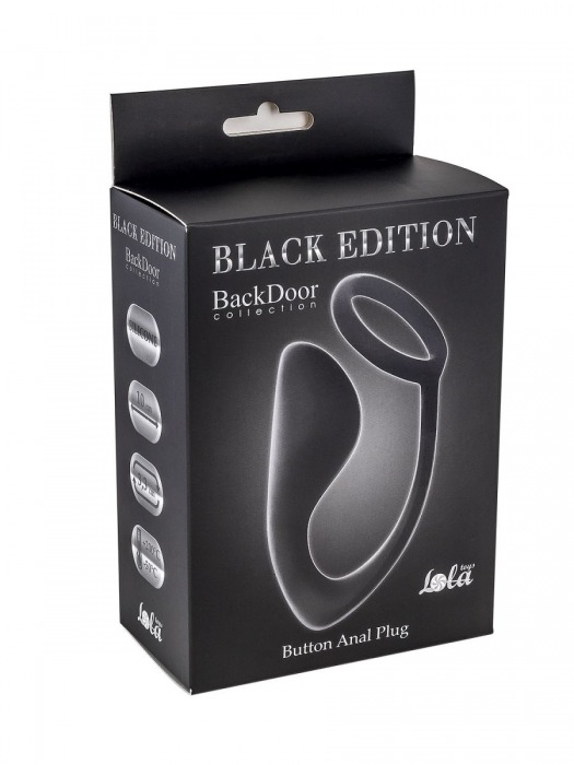 Чёрное эрекционное кольцо с анальной пробкой Button Anal Plug - Lola Games - в Магнитогорске купить с доставкой