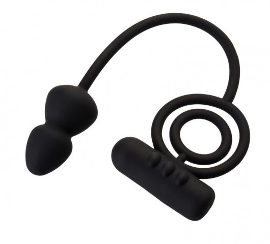 Чёрное эрекционное кольцо с вибропулькой и анальным хвостом - Erotist Adult Toys - в Магнитогорске купить с доставкой