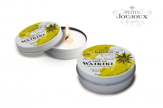 Массажная свеча Petits Joujoux Waikiki Beach с ароматом кокоса и ананаса - 33 гр. - MyStim - купить с доставкой в Магнитогорске