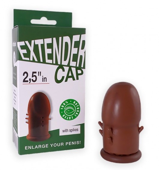 Коричневый латексный удлинитель пениса 2.5 in с шипиками - Sitabella - в Магнитогорске купить с доставкой