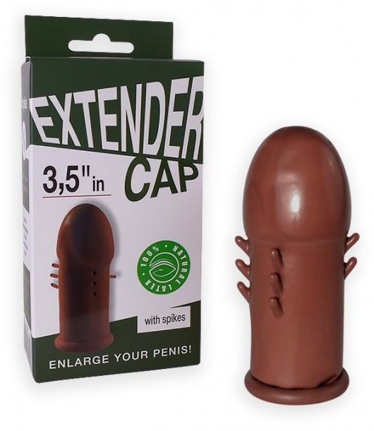 Коричневый латексный удлинитель пениса 3.5 in с шипиками - Sitabella - в Магнитогорске купить с доставкой