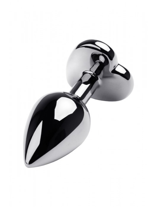 Серебристая анальная пробка с прозрачным кристаллом-сердцем - 8 см. - ToyFa - купить с доставкой в Магнитогорске