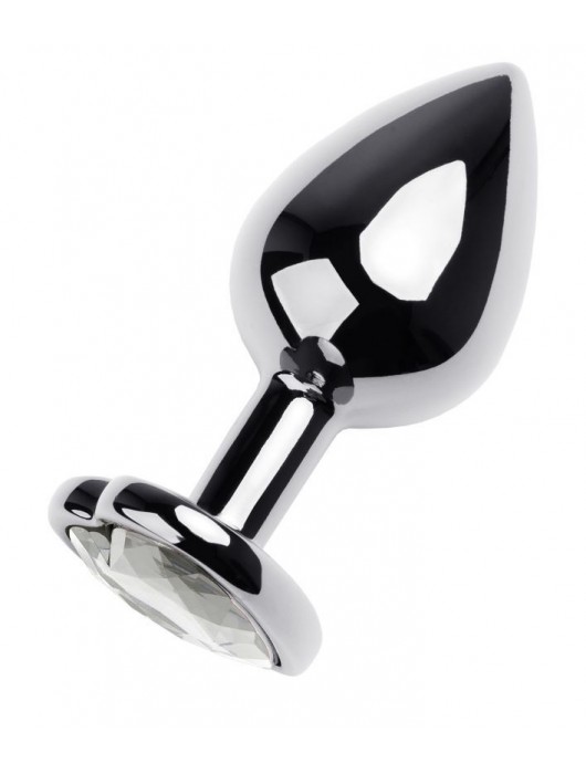 Серебристая анальная пробка с прозрачным кристаллом-сердцем - 8 см. - ToyFa - купить с доставкой в Магнитогорске