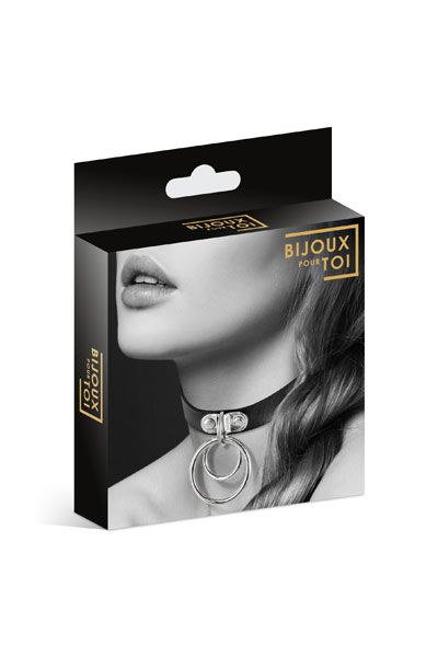 Черный чокер с двумя кольцами - Bijoux Pour Toi - купить с доставкой в Магнитогорске