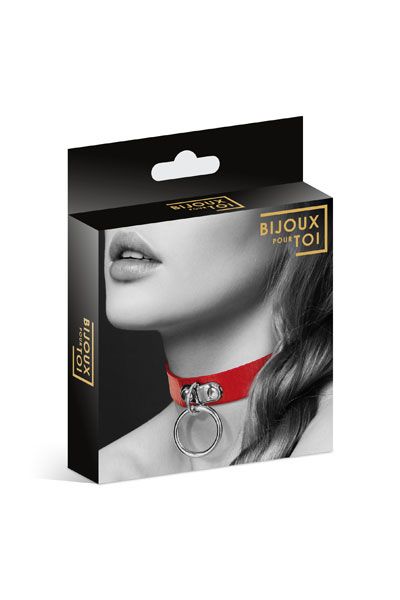 Красный узенький чокер с кольцом - Bijoux Pour Toi - купить с доставкой в Магнитогорске