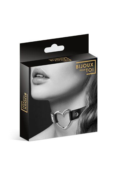 Чёрный чокер с кольцом в форме сердца - Bijoux Pour Toi - купить с доставкой в Магнитогорске