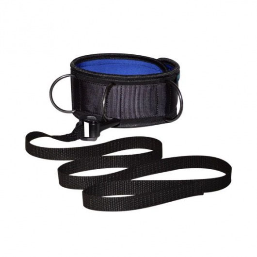 Чёрно-синий неопреновый ошейник с поводком - Sitabella - купить с доставкой в Магнитогорске