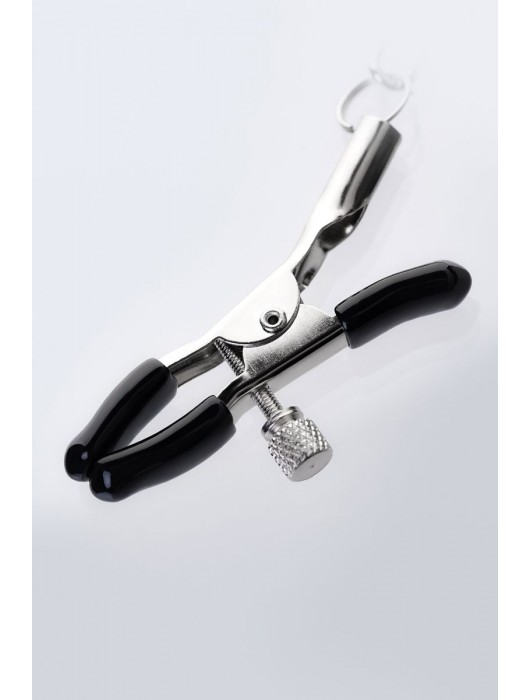 Серебристо-чёрные зажимы для сосков с кольцом для пениса TOYFA Metal - ToyFa - купить с доставкой в Магнитогорске